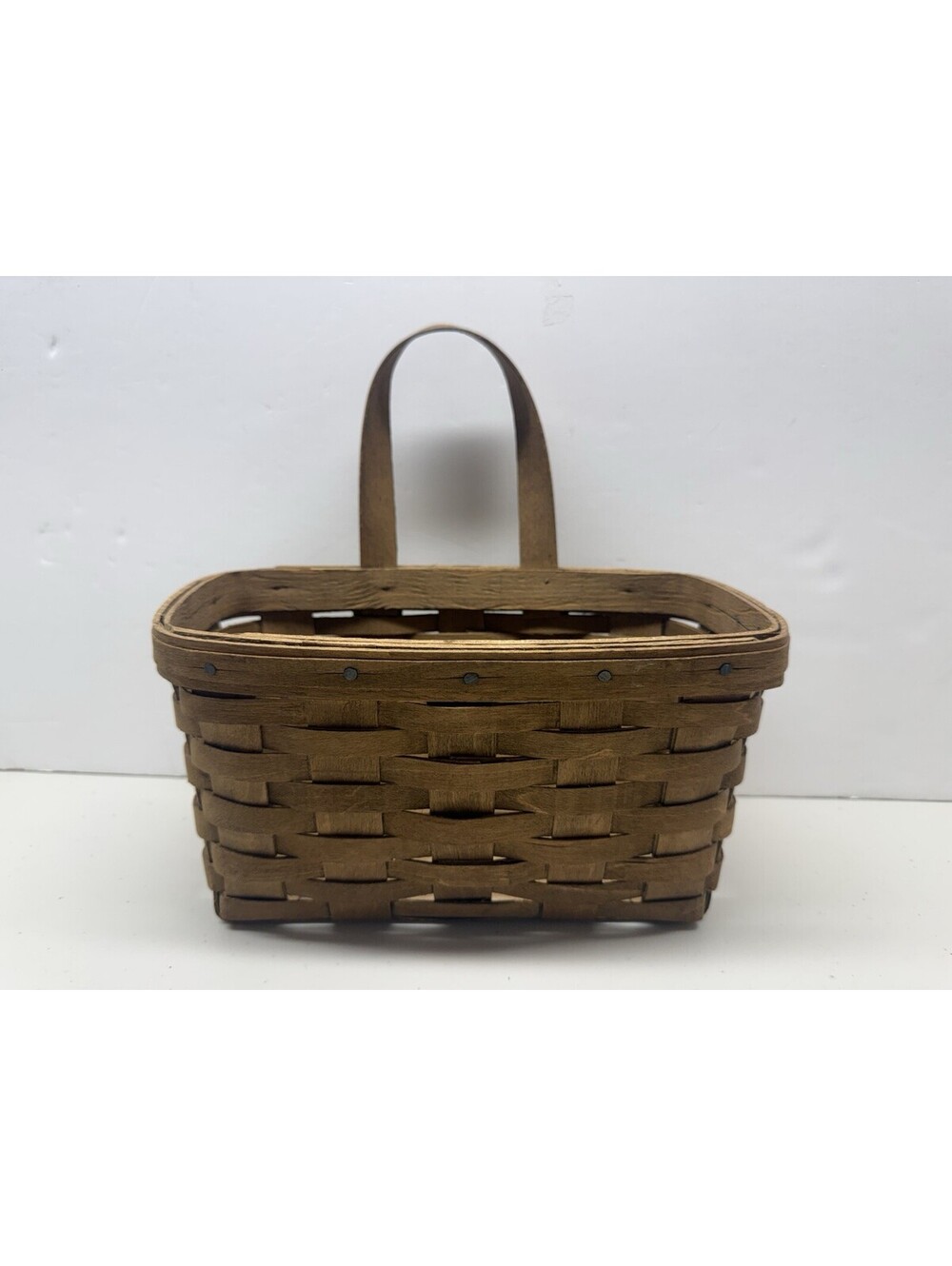 Longaberger Hanging Basket Handmade 1983 Wood Splint Signed 9 X 5 X 5